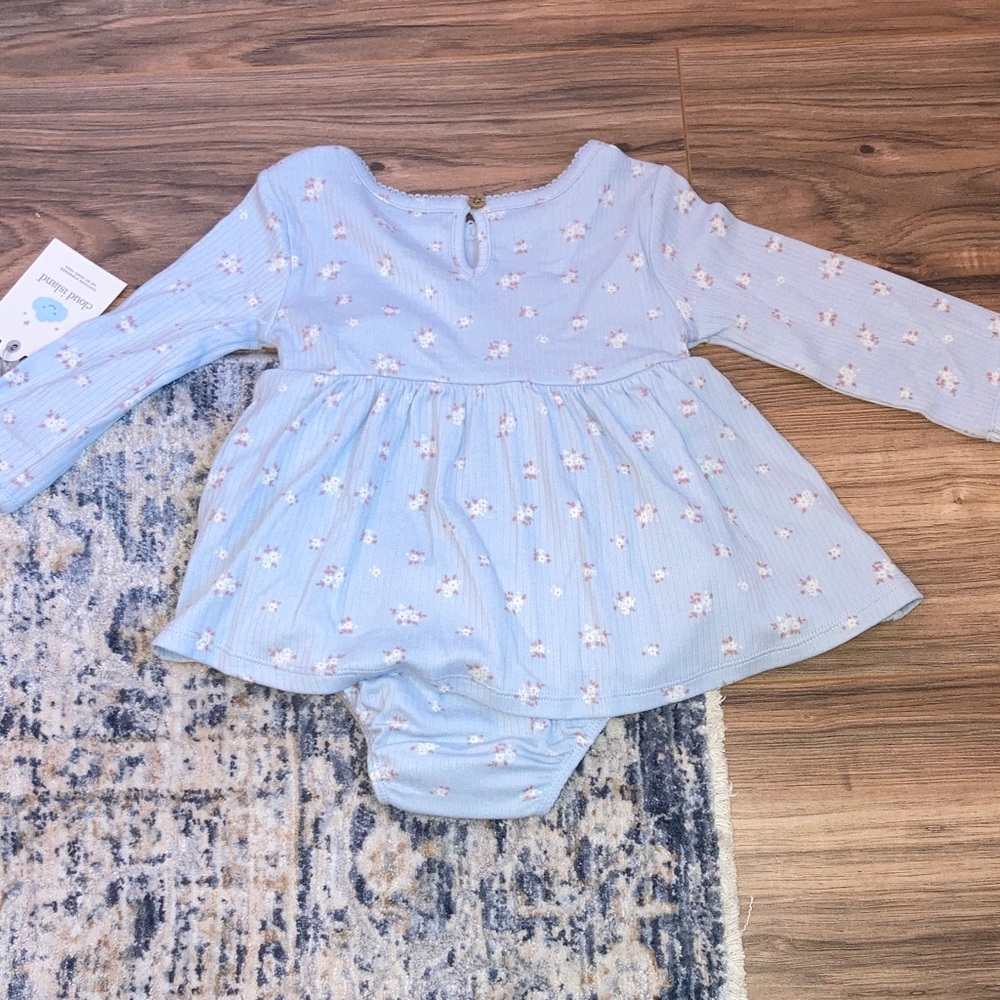 #134. 🆕 NWT - Cloud Island - Light Blue Floral Long Sleeve Bodysuit Dress - Picture 7 of 9